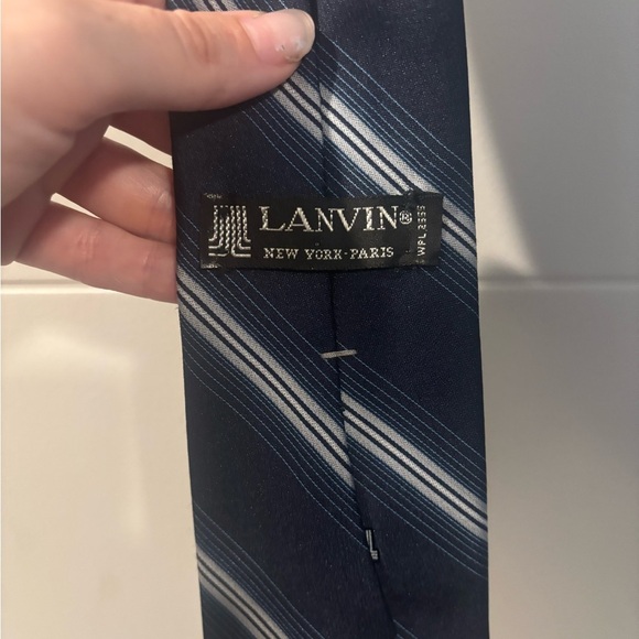 Lanvin Blue and silver Striped Tie - Picture 3 of 3